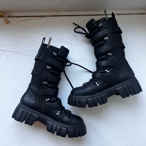 Killstar beelzebub combat goth boots sz 8 - Picture 3 of 5